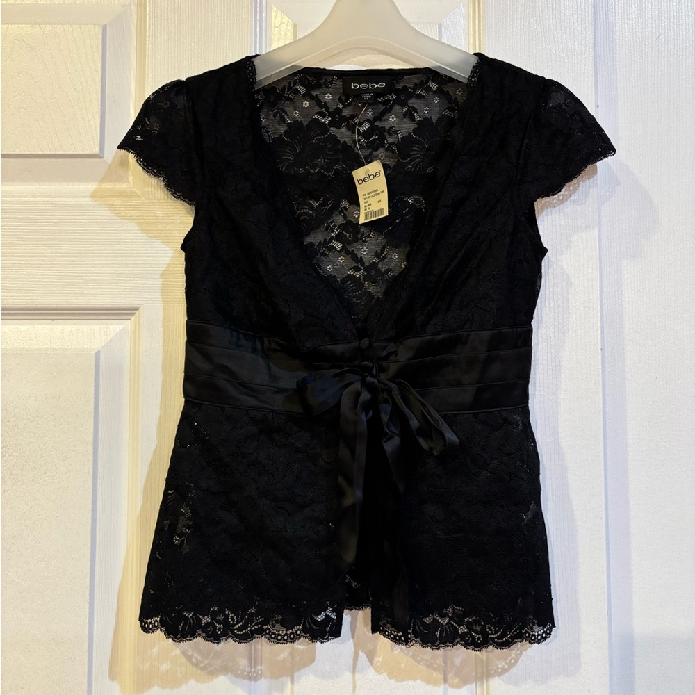 Bebe Vintage Black Lace Top
